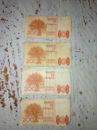 4 Billetes 200 Pesetas Banco de España
