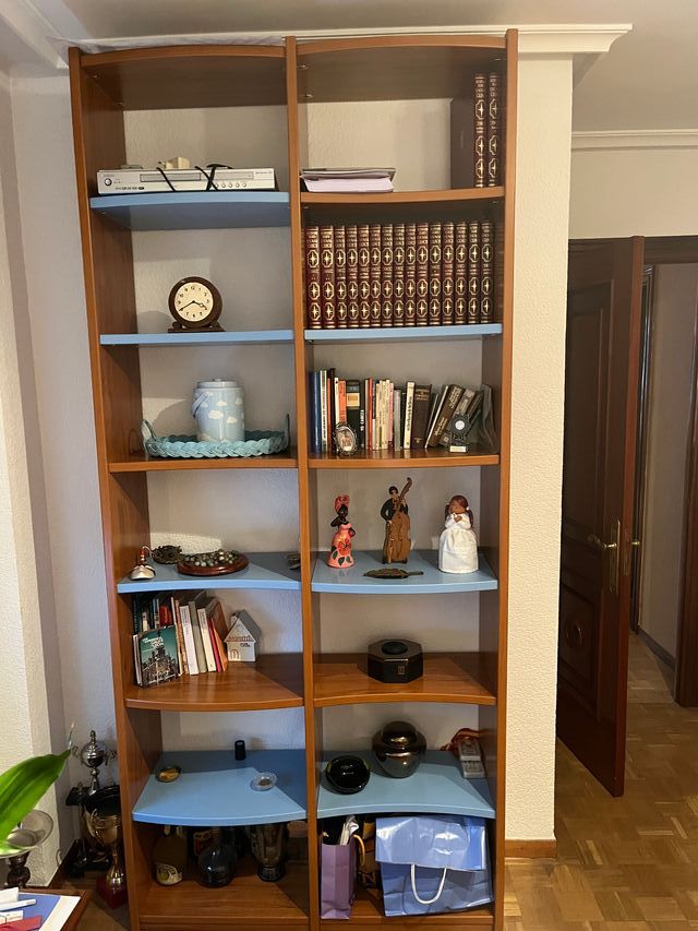 Estantería 14 espacios madera marrón-azul