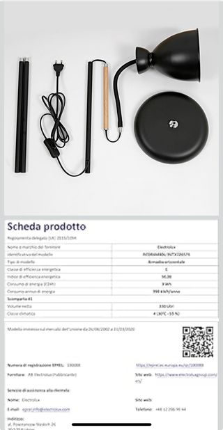 Lámpara de Pie Amdelne Negra y Dorada