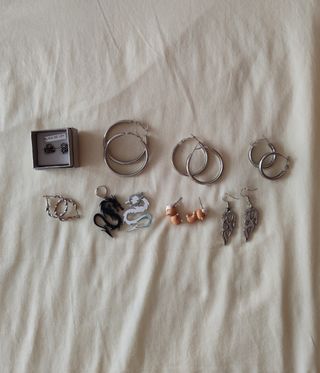 Pack 8 pares pendientes plata y negro