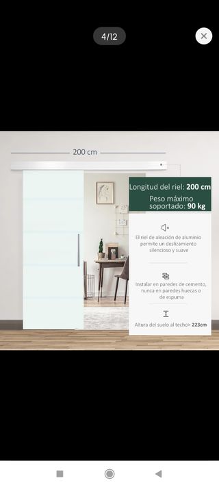 Puerta corredera cristal satinado con guía