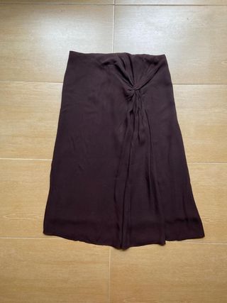 Falda midi marrón satinada 90s 00s