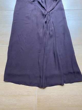 Falda midi marrón satinada 90s 00s