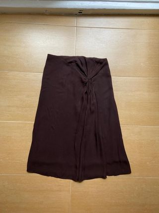 Falda midi marrón satinada 90s 00s