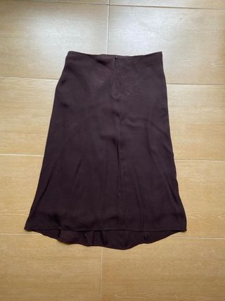 Falda midi marrón satinada 90s 00s
