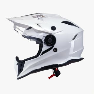 Casco de moto blanco con visera