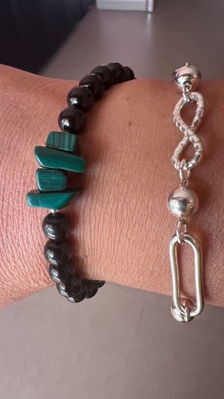 PULSERA AZABACHE + MALAQUITA