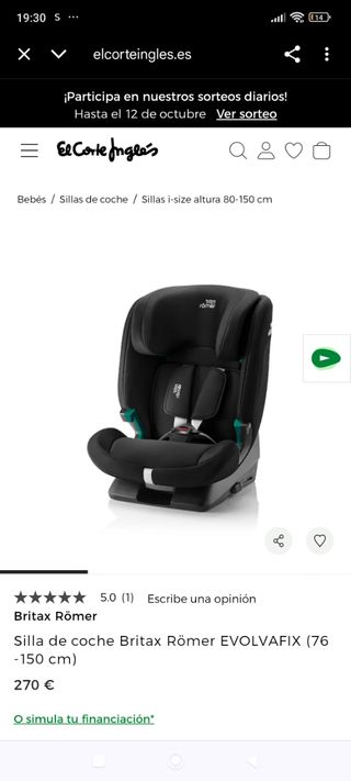 Silla coche Britax Römer EVOLVAFIX 76-150cm