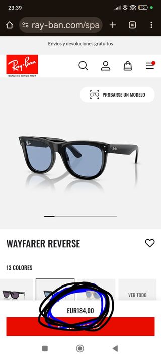 Gafas Ray-Ban Wayfarer Reverse Negras