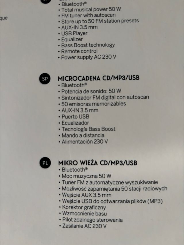 Microcadena Thomson CD/MP3/USB MIC121BT