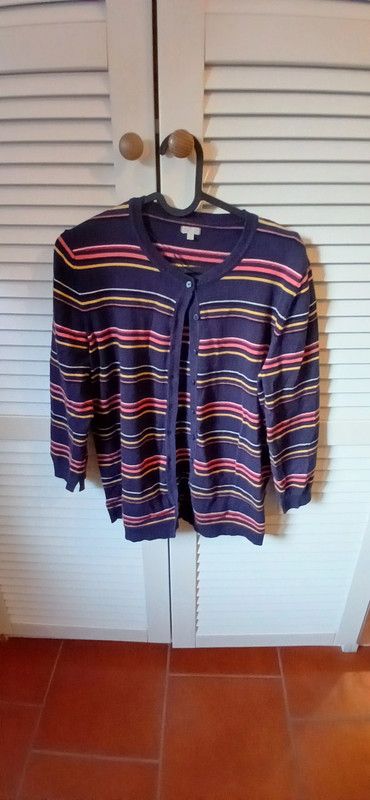 Cardigan a righe blu e multicolor