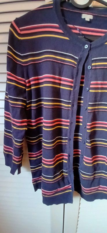 Cardigan a righe blu e multicolor