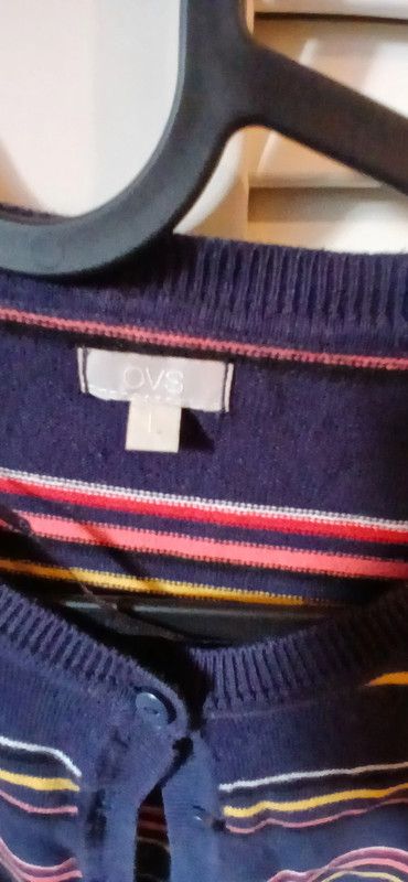 Cardigan a righe blu e multicolor