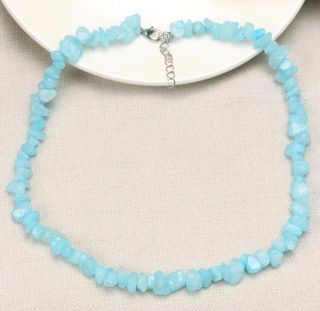Collar gargantilla piedra natural aguamarina 40 cm
