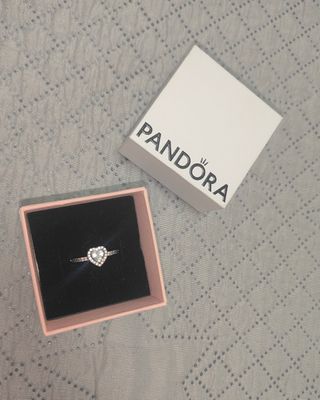 Anillo Pandora Corazón Brillante Plata
