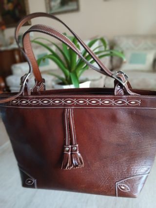 Bolso de cuero auténtico marrón
