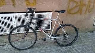 Bicicleta de montaña plateada