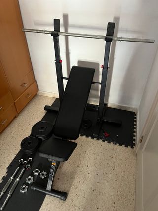 Set de pesas + banco multifuncional (Gym en casa)