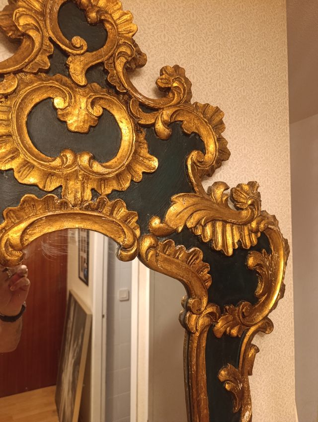 Espejo Iglesia Sacristía Dorado y Verde