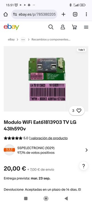Módulo WiFi TV LG 49LH630V