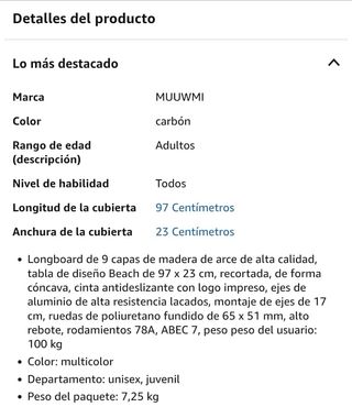 Longboard Monopatín Muuwmi ABEC 7