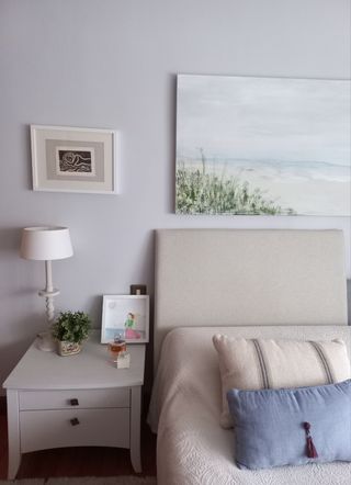 Cabecero de cama tapizado beige algodón