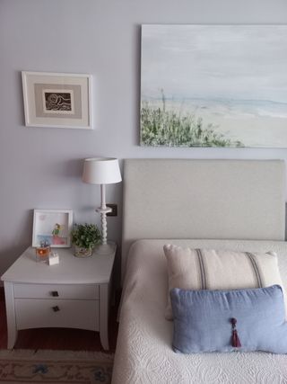 Cabecero de cama tapizado beige algodón