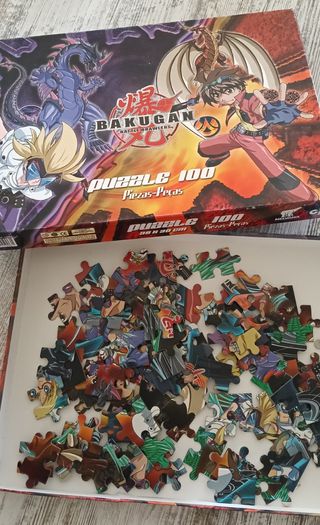 3 Puzzles: Spiderman, Bakugan 100 Piezas+Regalo