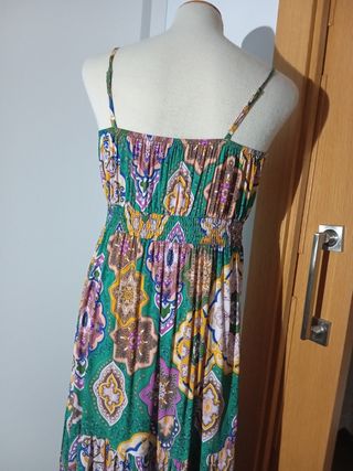 Vestido largo estampado multicolor talla L