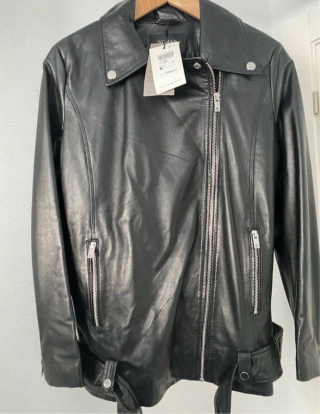 Chaqueta de cuero negra Woman Talla S