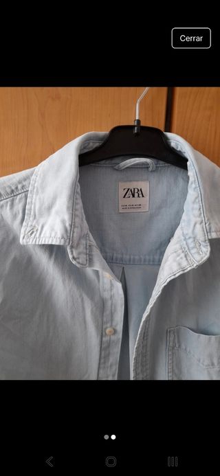 Camisa  vaquera ZARA azul hombre