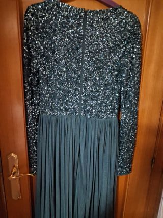 Vestido largo fiesta lentejuelas y plisado