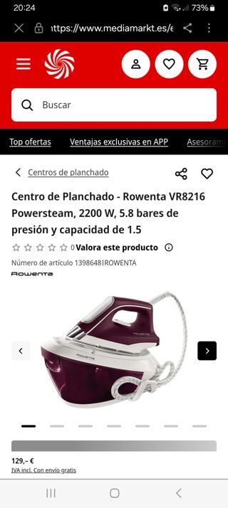 Plancha de vapor Rowenta VR8216