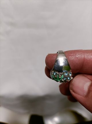 Anillo Bisutería Acero Azul y Verde