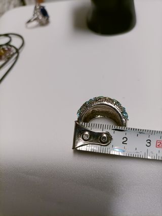 Anillo Bisutería Acero Azul y Verde