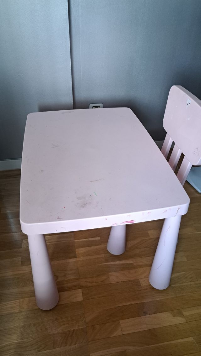 Mesa y Silla Infantil Rosa Ikea