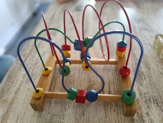 Juegos infantiles madera: dominó, laberinto, yo-yo