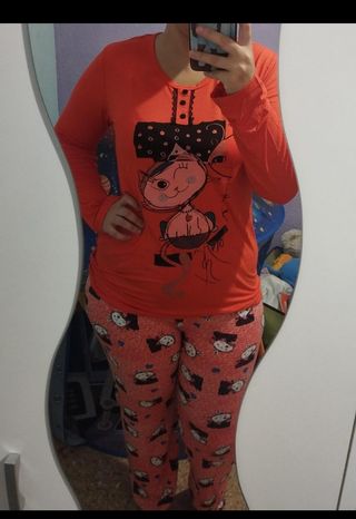 Pijama Mujer Gato Naranja