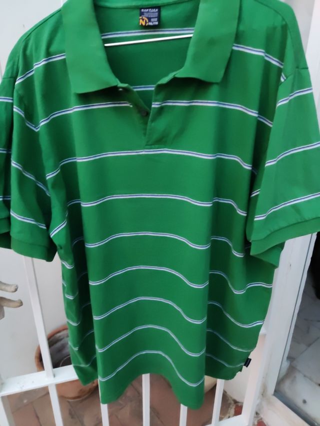 Polo Nautica Jeans Verde Rayas Talla XXL