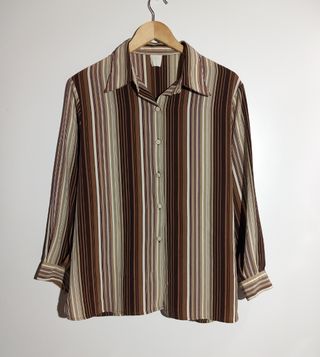 Blusa Vintage Rayas Marrón y Beige