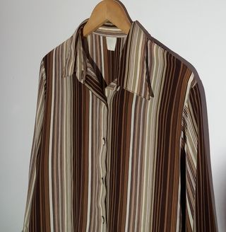 Blusa Vintage Rayas Marrón y Beige