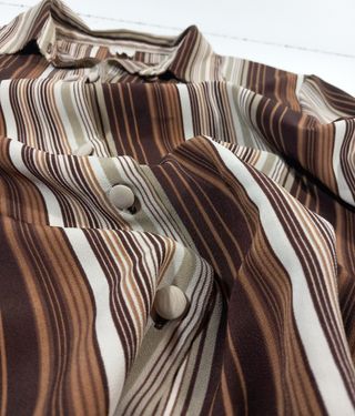 Blusa Vintage Rayas Marrón y Beige