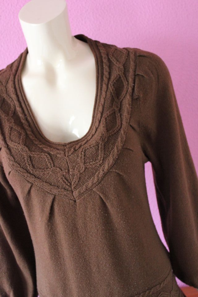 Vestido punto marrón Cortefiel