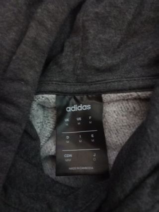 Sudadera Adidas Gris con Rayas Naranja