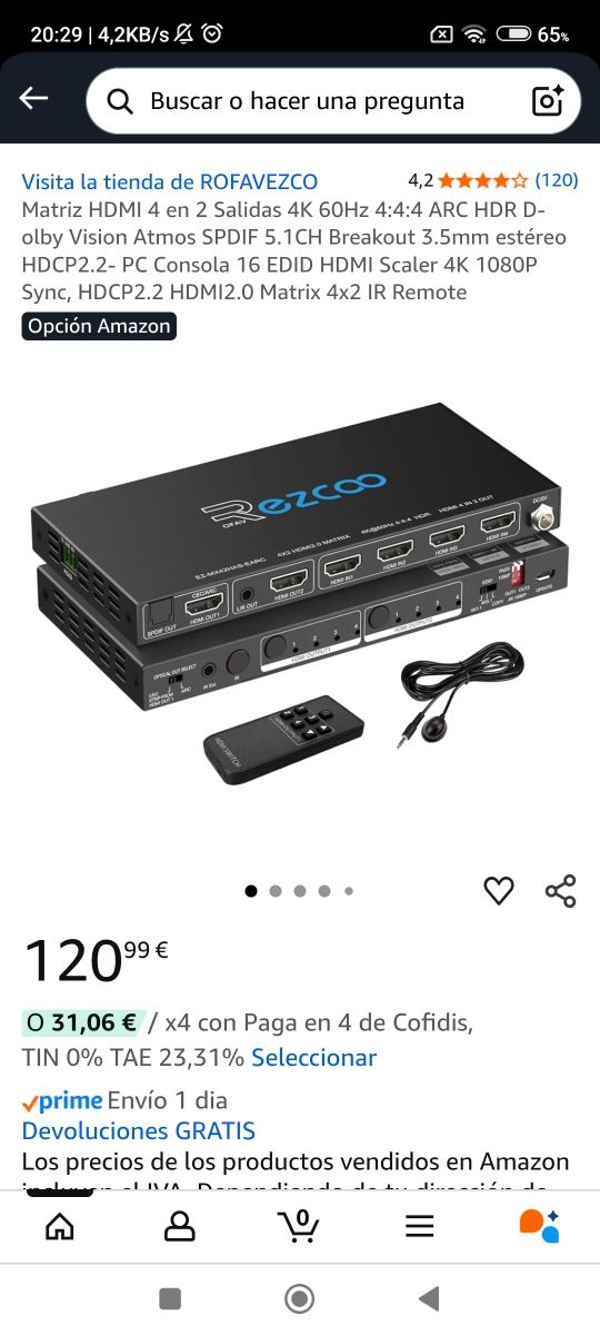 Matriz HDMI 4x2 4K 60Hz HDR Dolby Vision