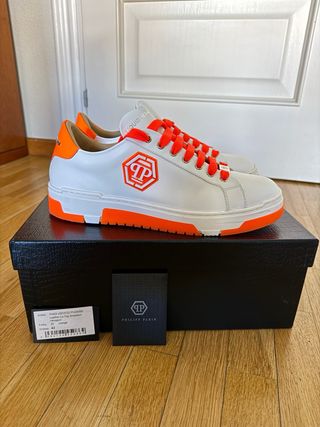 Philipp Plein Zapatillas Piel Blancas y Naranjas T