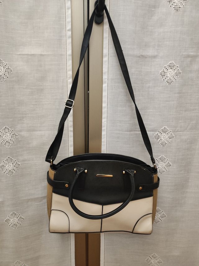 Borsa a mano/spalla beige e nera