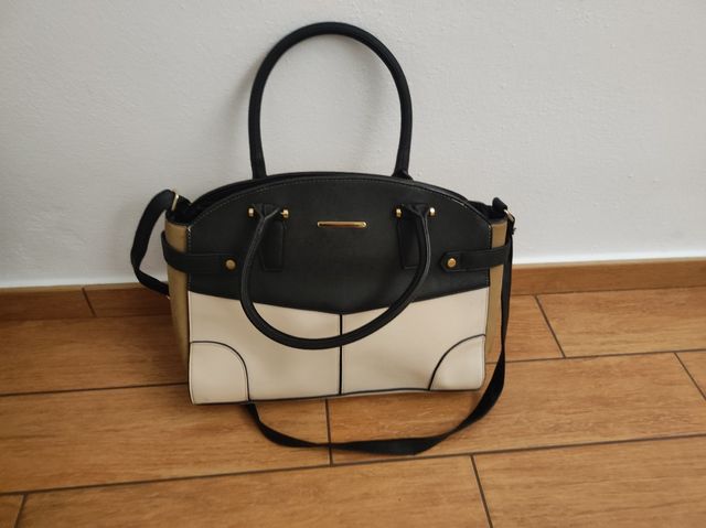 Borsa a mano/spalla beige e nera