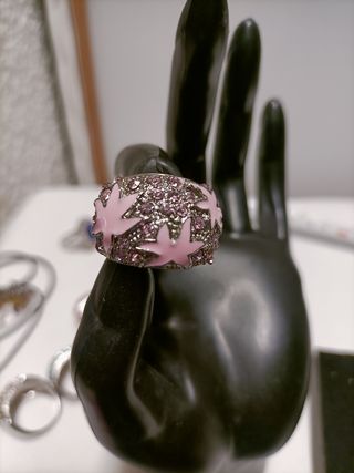 Anillo Bisutería Acero Rosa y Plateado