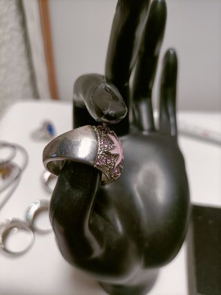 Anillo Bisutería Acero Rosa y Plateado